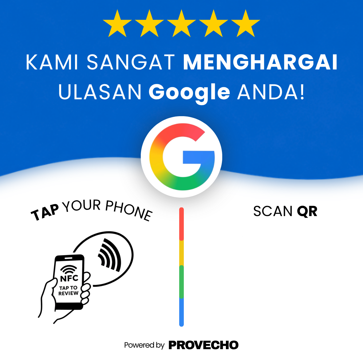 Provecho Google Review Card — Card akrilik NFC + QR Code